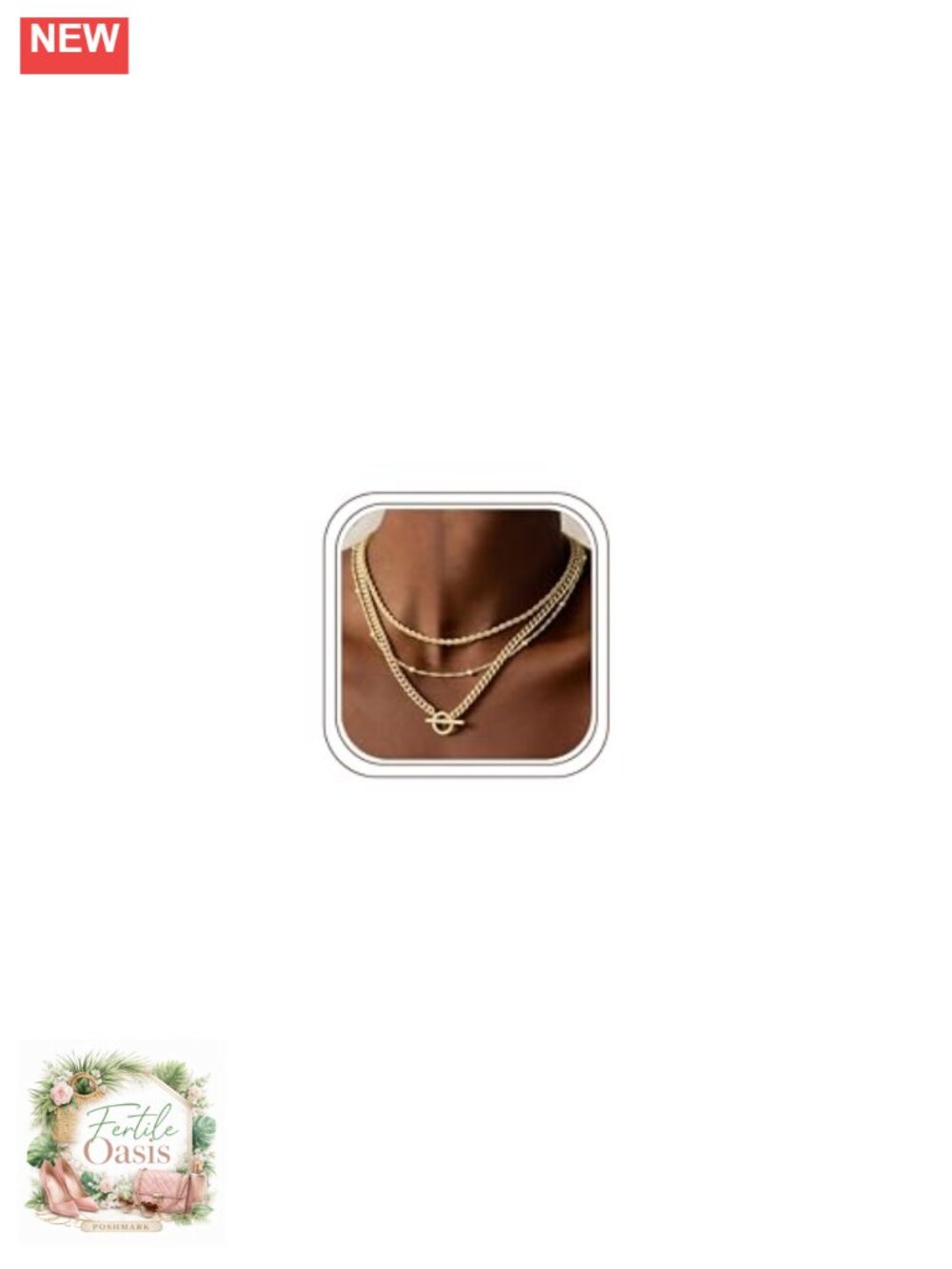 14K Gold Plated Layered Chain Necklace Stack Women Cuban Link